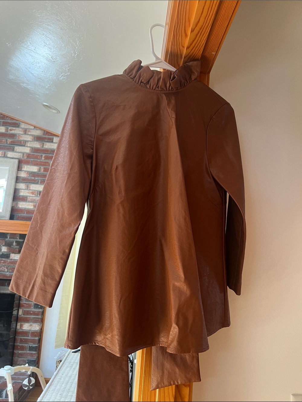 Tuckernuck Faye Faux Leather Ruffle Popover Shirt